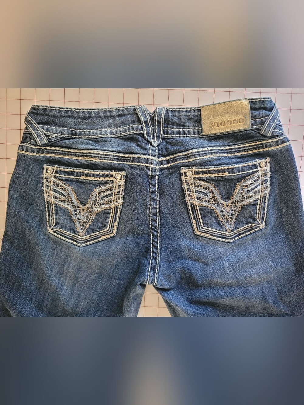 Vigoss Women's Medium Blue Embroidered Back-Pocket Jeans